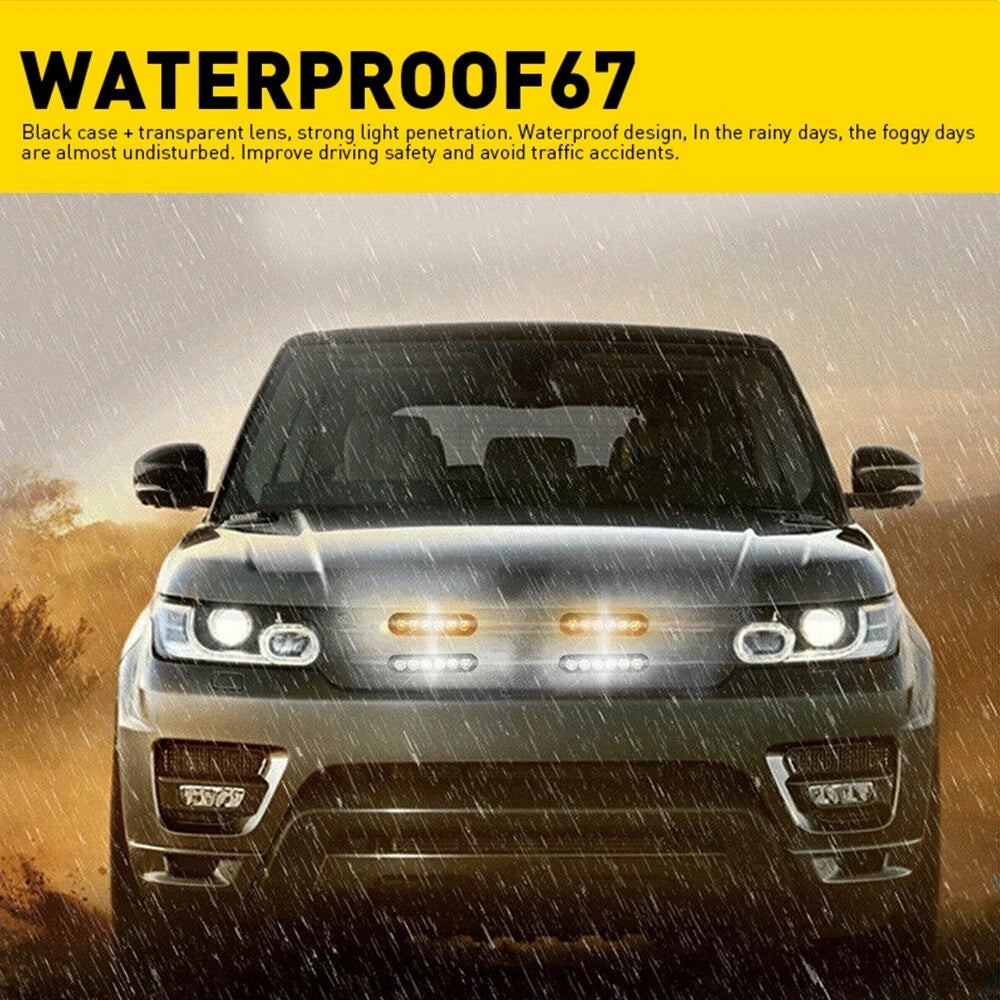 4PCS AMBER WHITE 6-LED STROBE LAMPS FLASHING WARNING LIGHTS FOR CAR TRUCK PICKUP 6B93BC-57