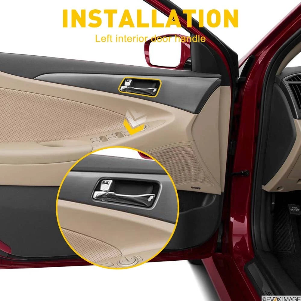 Interior Door Handle For 2011-2015 Hyundai Sonata Left Driver Side Black Chrome 6B93BC-57