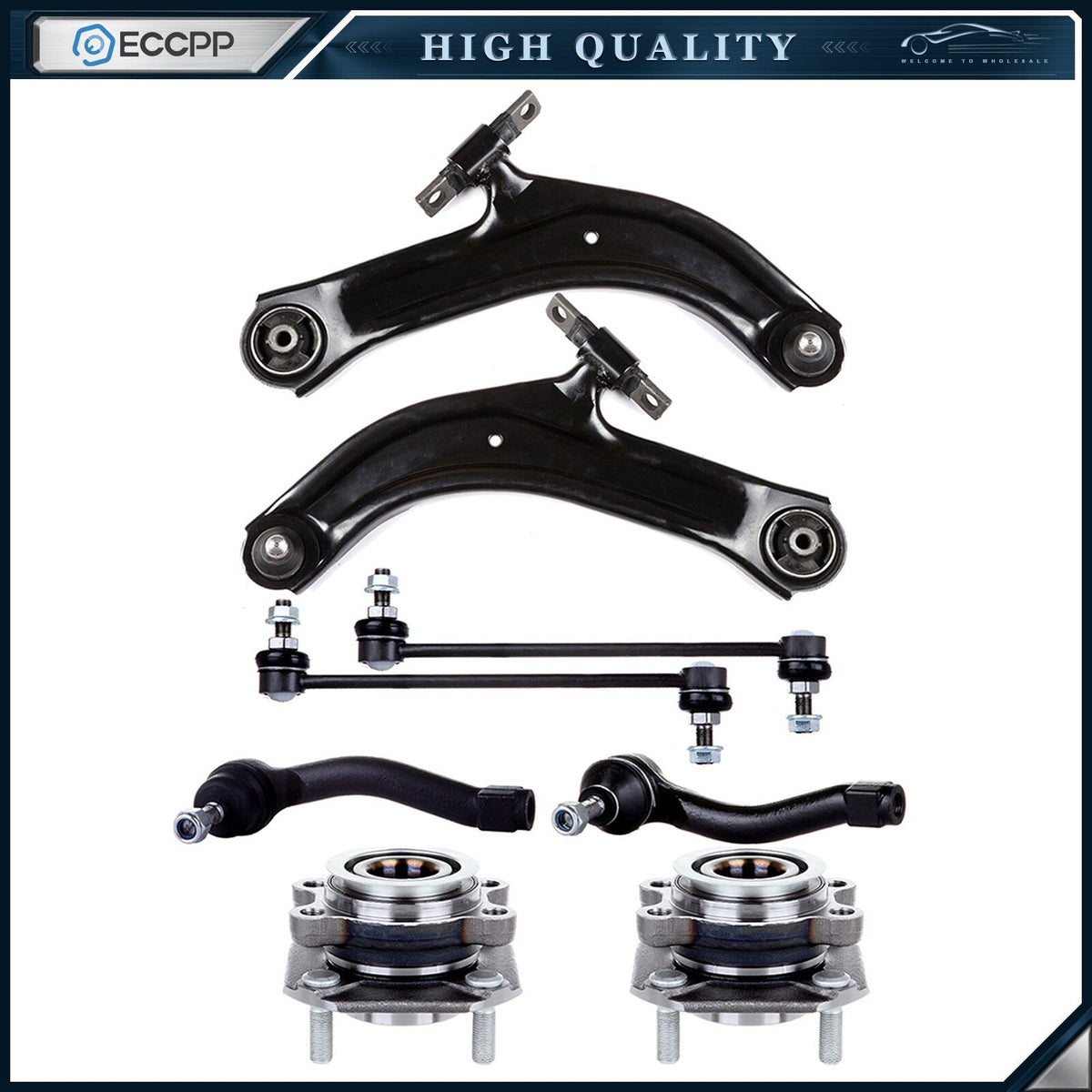 8x Front Control Arm Ball Joint Tie Rod End Sway Bar For 2007-2012 Nissan Sentra KOEEP