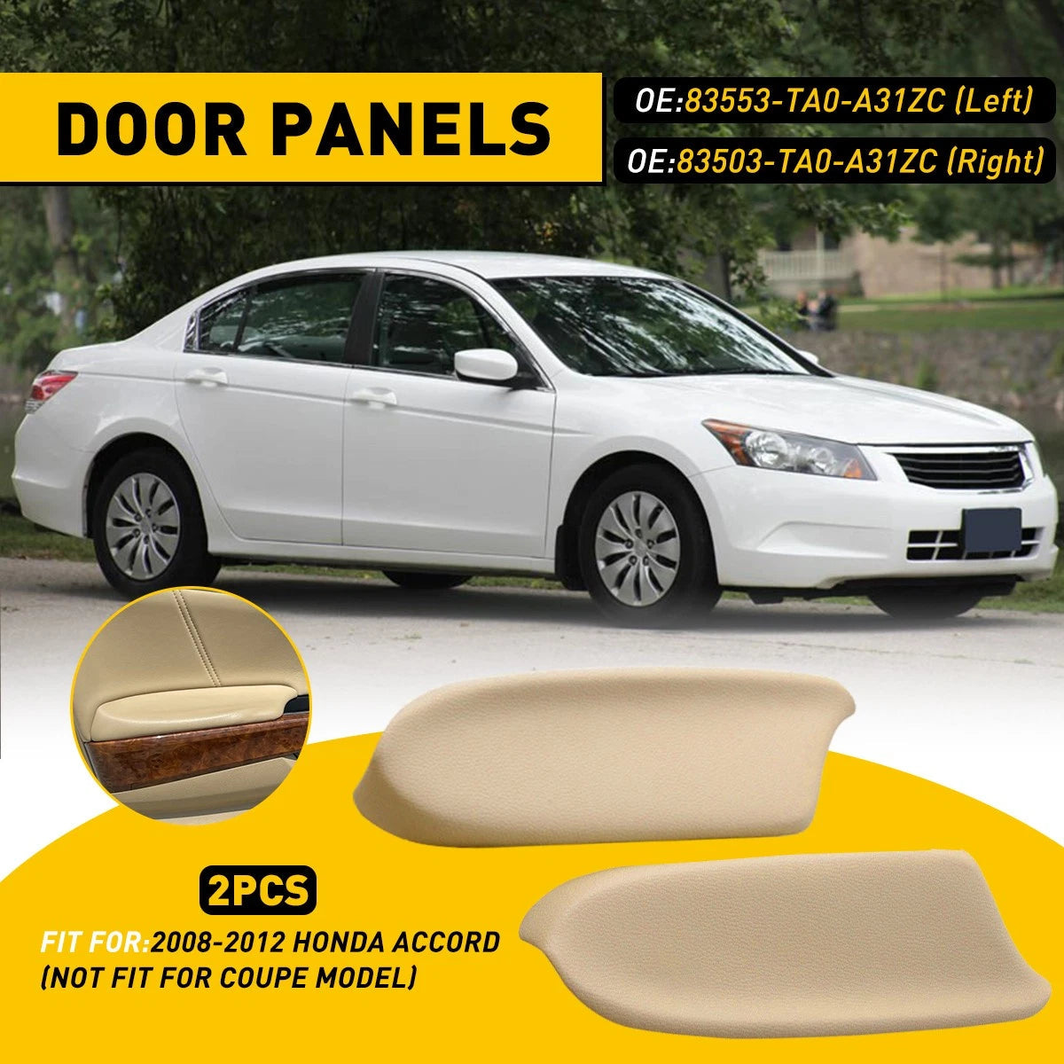 Left Right Side Door Panel Handle Armrest Beige For 2008-2012 Honda Accord EOA 6B93BC-57
