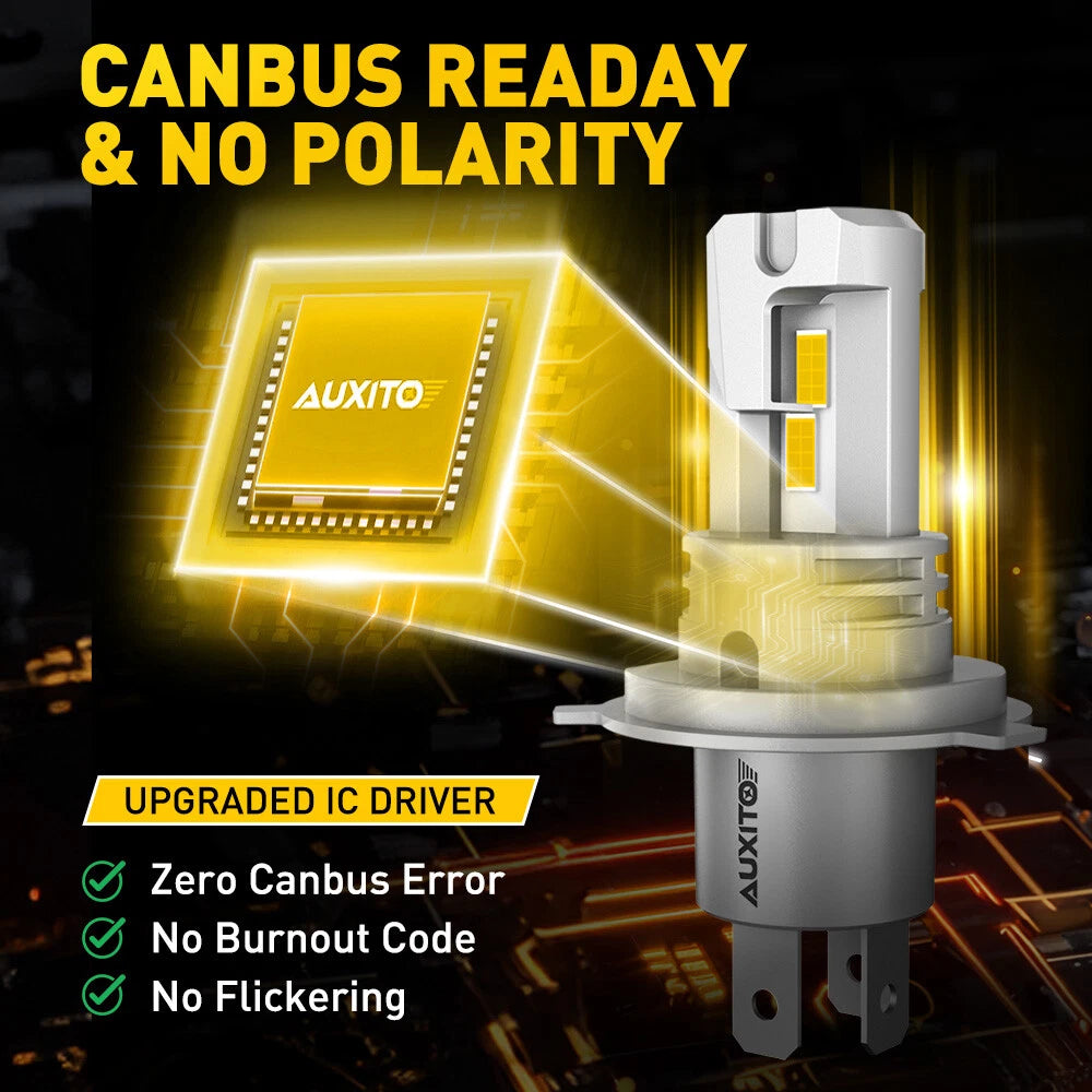 AUXITO 9003 H4 LED Headlight Bulbs Kit High Low Beam Amber Yellow 3000K Lamp 2x AUXITO