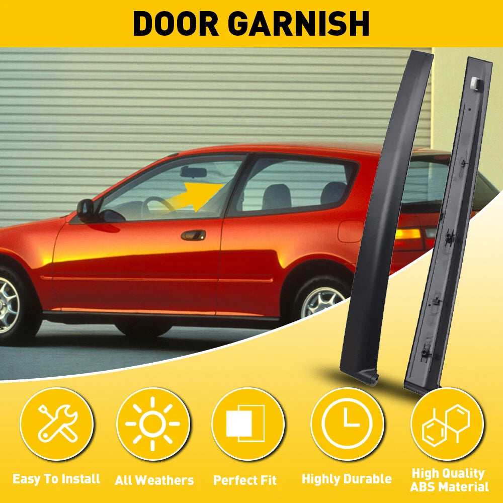 For 92-95 Honda Civic 2 3 dr LH&RH Door Garnish Trim Pillar Sash Set US 6B93BC-57