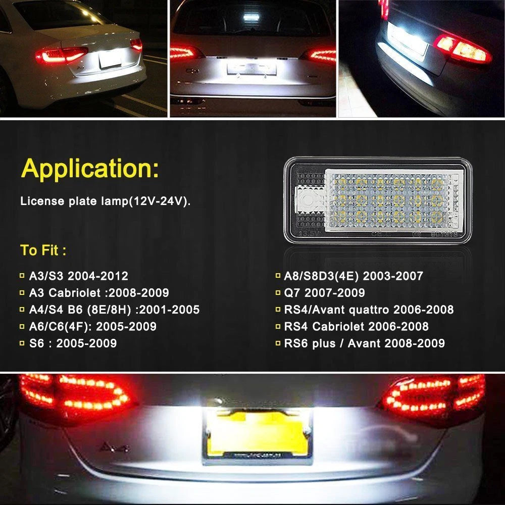 LED License Plate Light For Audi A3 A4 S3 S4 A6 S6 Q7 RS4 CANBUS Error Free USEA 6B93BC-57