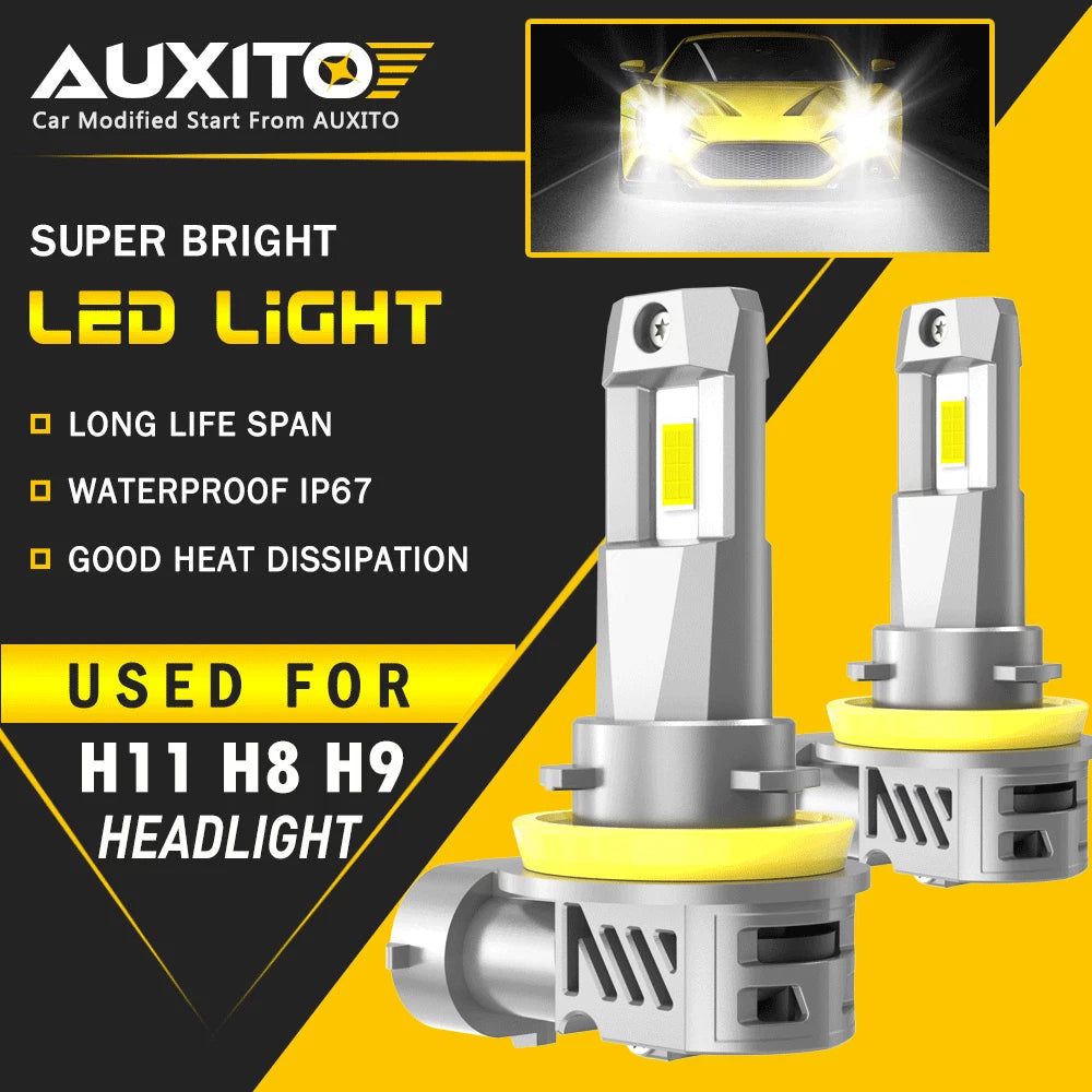 AUXITO H11 LED Headlight Bulbs High Low Beam 6500K Bright White CANBUS M3S EOA AUXITO