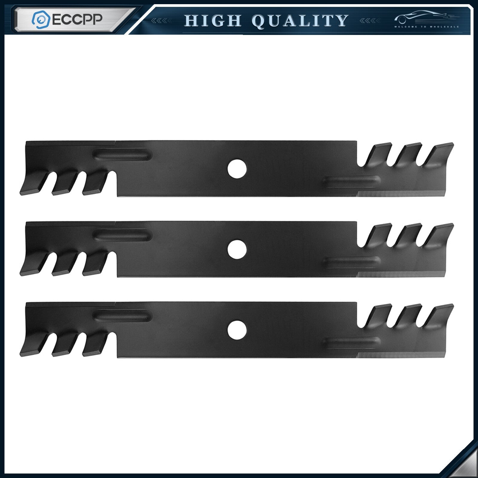 3PK Toothed Mower Blades Set For John Deere M115496 M113518 54"Deck KOEEP
