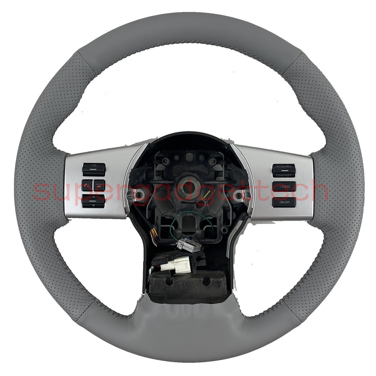 Light Gray &Hole Leather Steering Wheel Stitch on Wrap Cover For Nissan Frontier