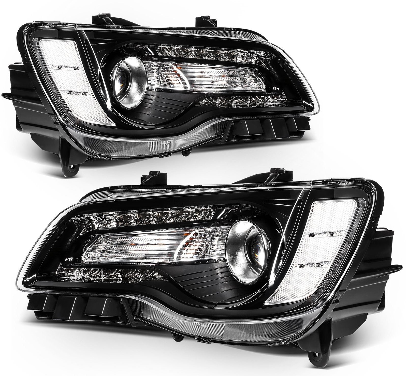ECCPP Halogen Headlights Assembly For Chrysler 300 2015-2023 Pair Kit Black 6B93BC-57