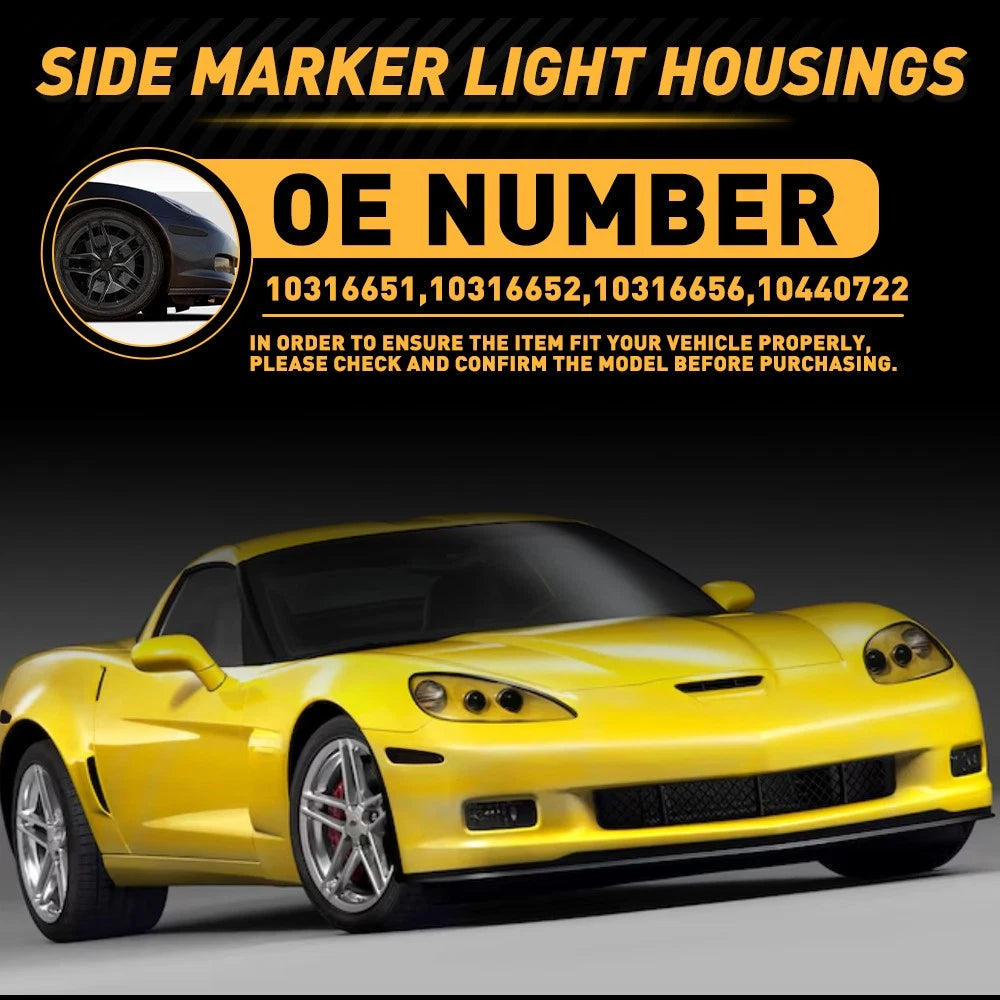 For 2005-2013 Chevrolet Corvette C6 Smoked Front & Rear Side Marker Lights 4PCS 6B93BC-57