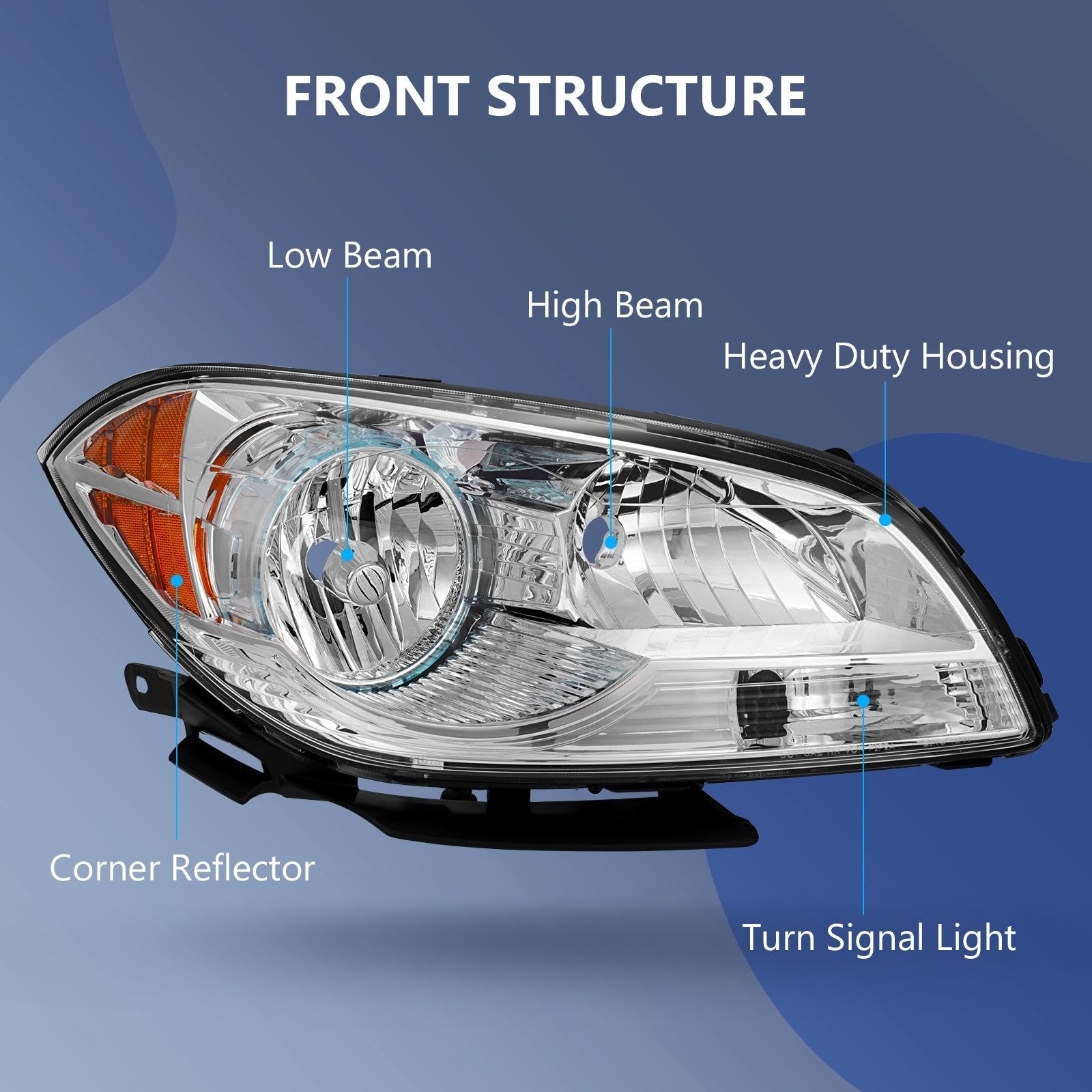 ECCPP Headlights Assembly For Chevrolet Malibu 2008-2012 Pair Kit Chrome Amber 6B93BC-57