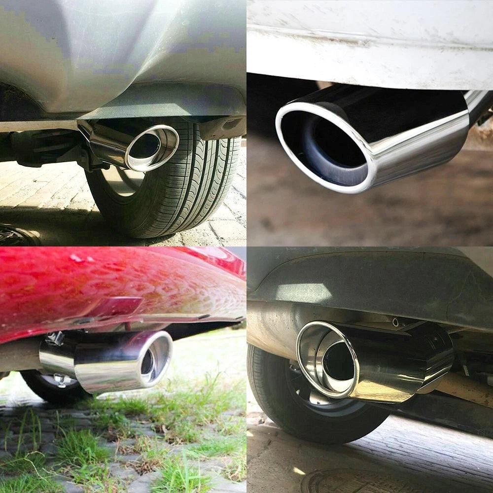 Car Exhaust Pipe Tail Muffler Tip Rear Round Universal Chrome Stainless Steel D 6B93BC-57