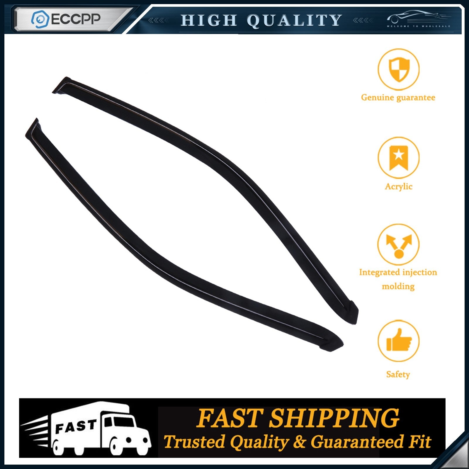 For 2001-2005 Honda Civic Coupe Window Visor Vent Guards Shades Deflectors 6B93BC-57