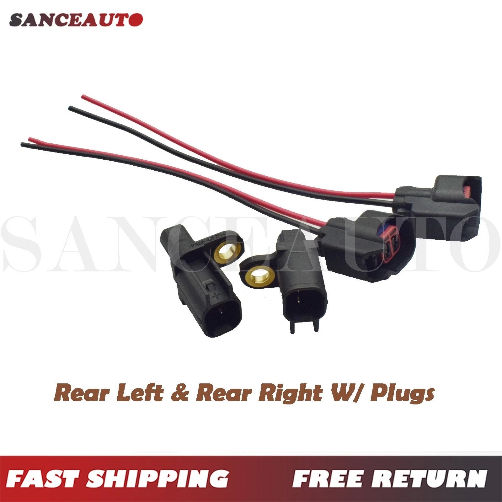 Rear ABS Wheel Speed Sensor W/ Connector 4pcs for Volvo C30 Ford Lincoln Jaguar 6B93BC-57