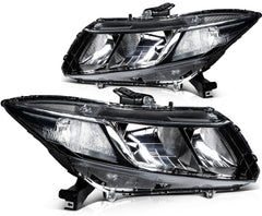 Pair Kit Headlights Assembly For 2012-2015 Honda Civic 1.5L 1.8L 2.4L Black 6B93BC-57