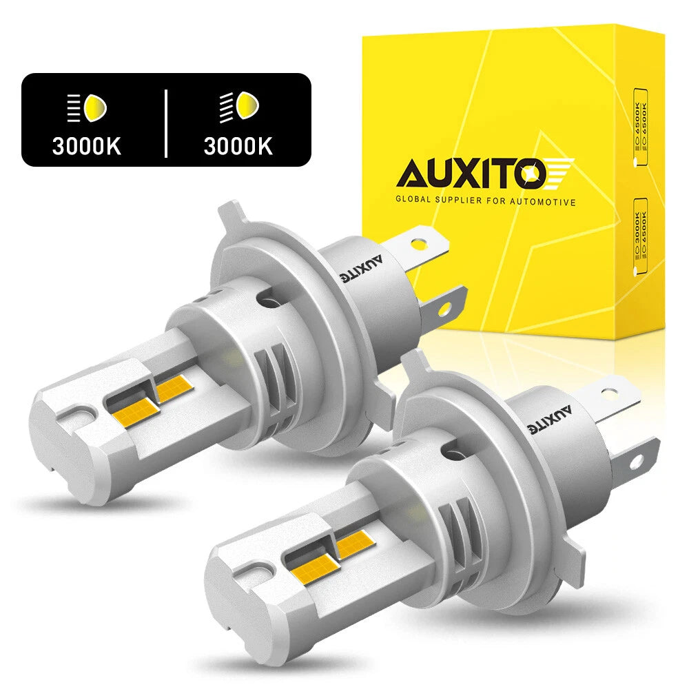 AUXITO 9003 H4 LED Headlight Bulbs Kit High Low Beam Amber Yellow 3000K Lamp 2x AUXITO