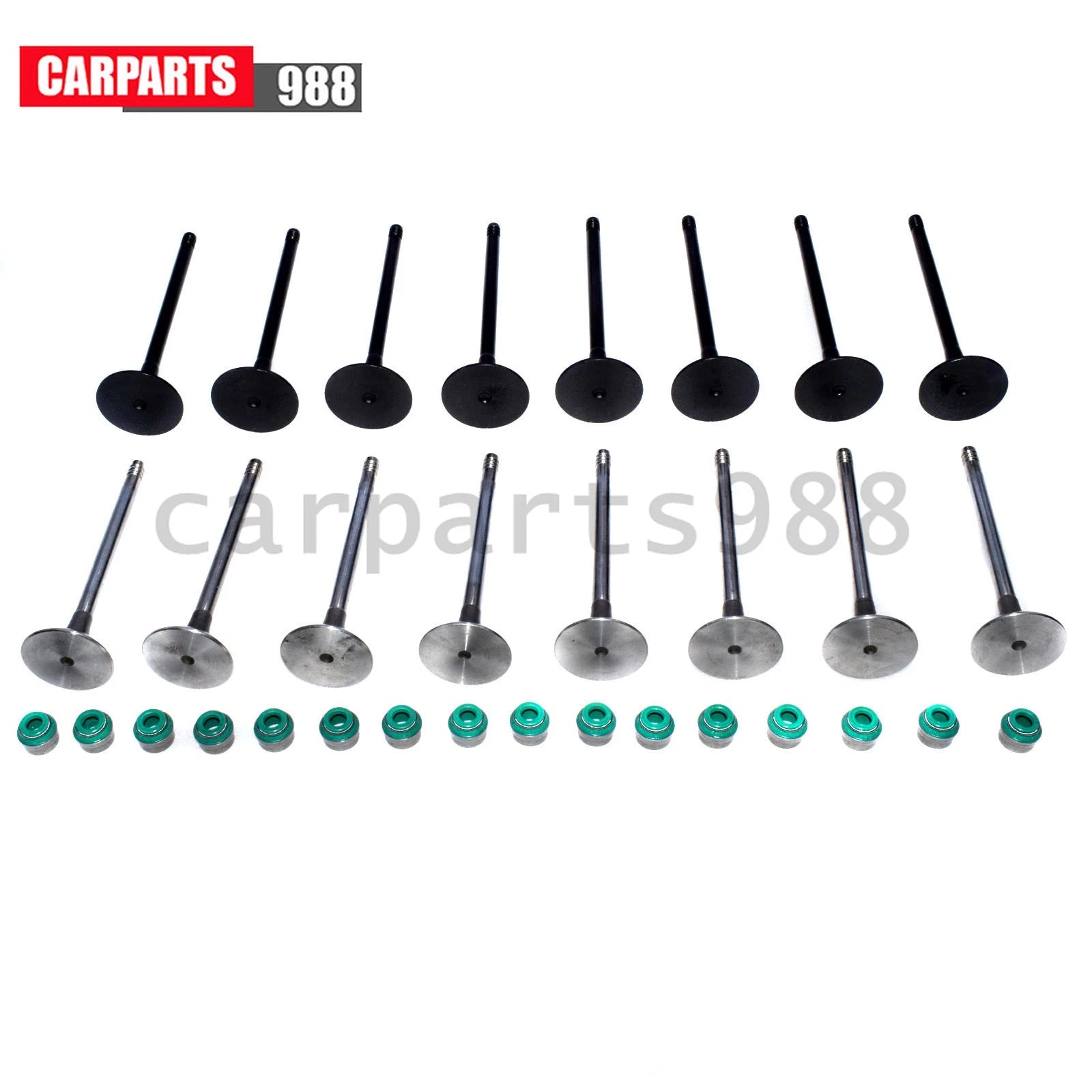 16Pcs Intake & Exhaust Valve + Stem Seals For Chevy Daewoo Isuzu Suzuki 90412277 6B93BC-57