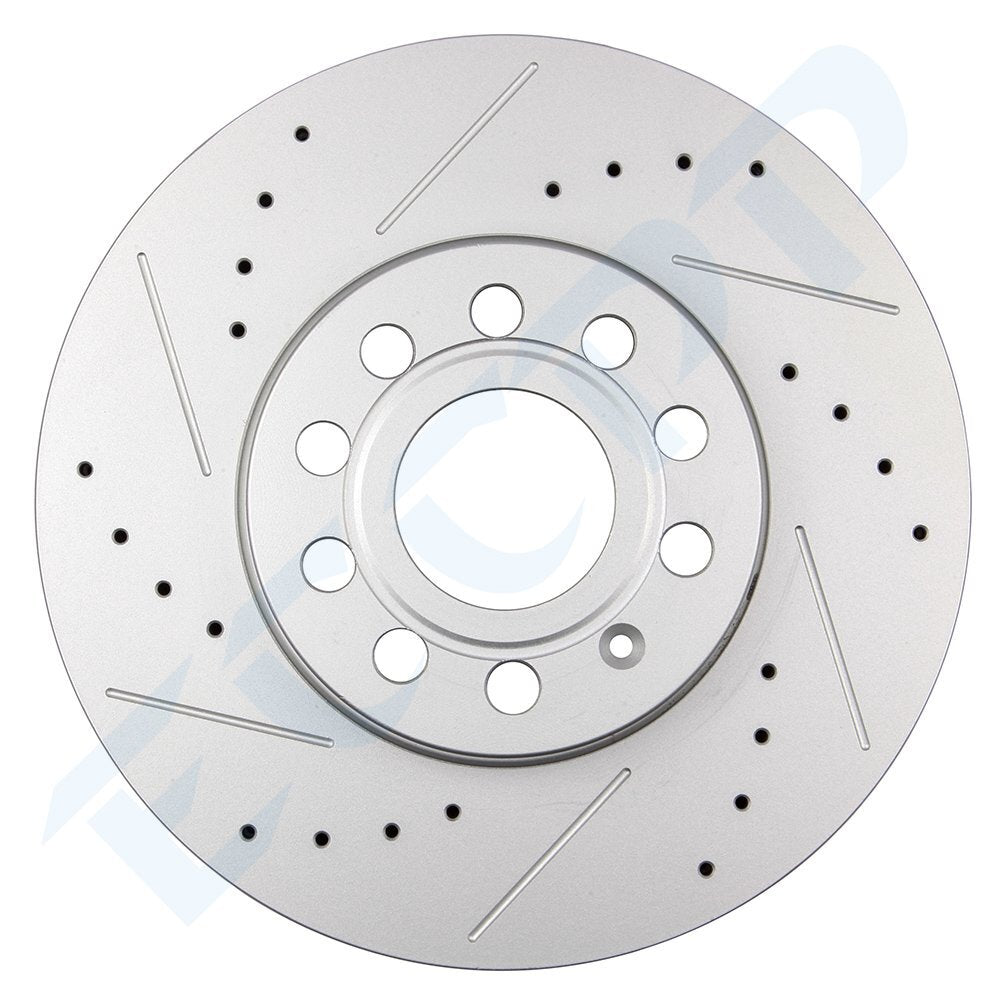 Ceramic Brake Pads And Drilled Rotors Front + Rear For 2005-10 Volkswagen Jetta 6B93BC-57