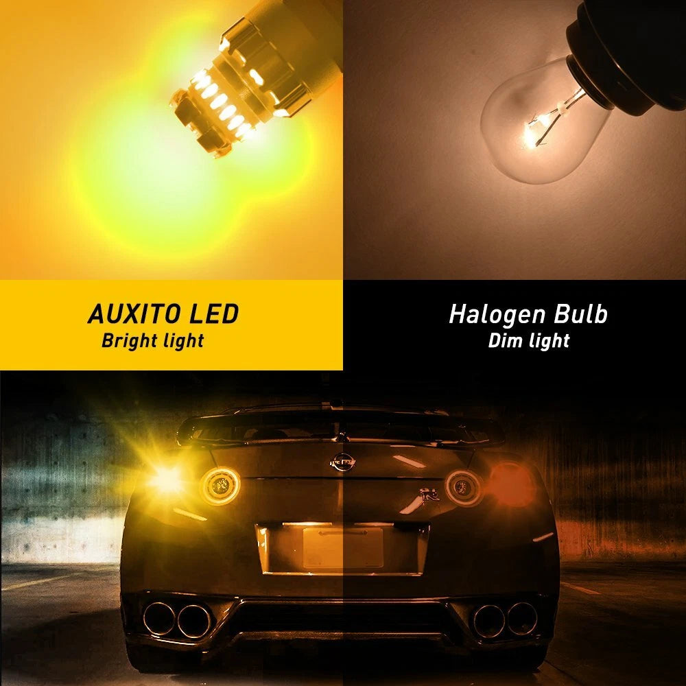 2X AUXITO 1157 Amber yellow LED Turn Signal Parking Light Bulb Error Free EOA AUXITO