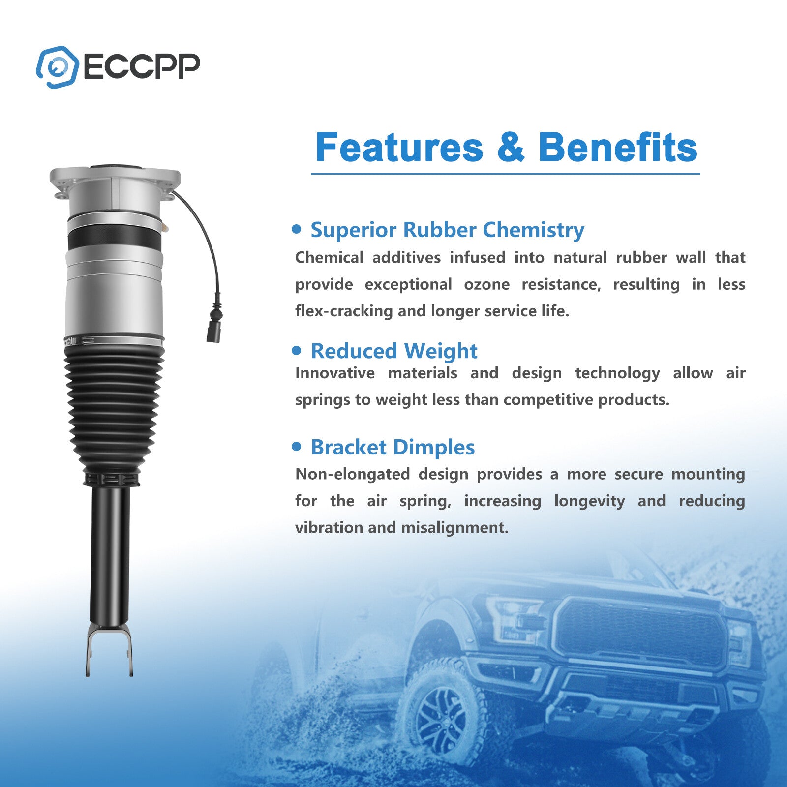 1Pcs Rear Air Suspension Strut Shock For Continental Flying Spur GT GTC Phaeton 6B93BC-57