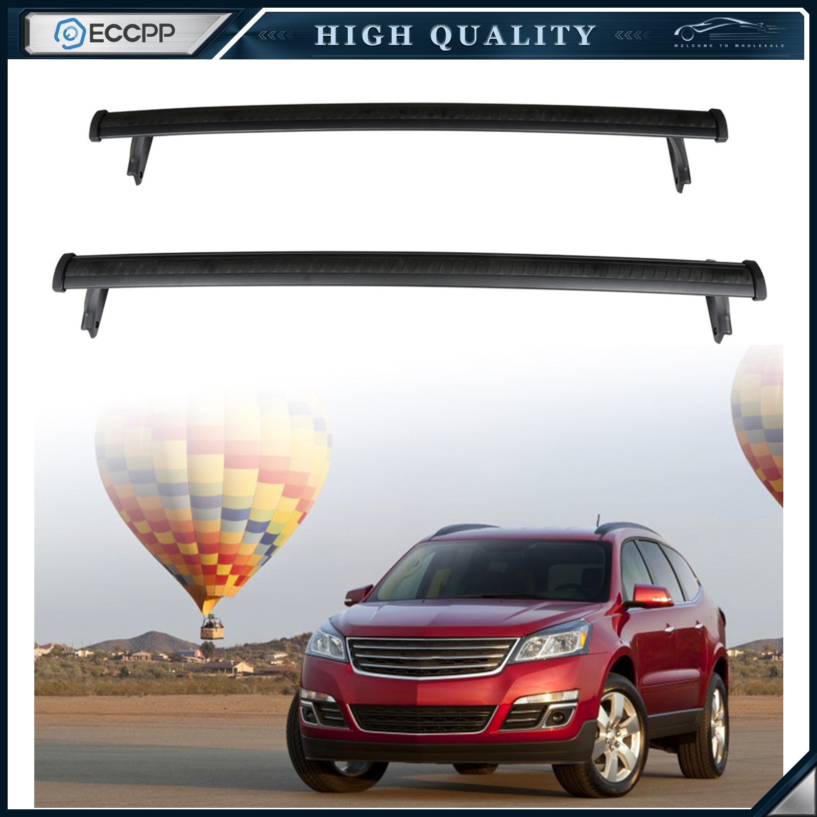 Black Roof Rack Cross Bar Luggage Carrier For 2018-2021 Chevy Chevrolet Traverse 6B93BC-57