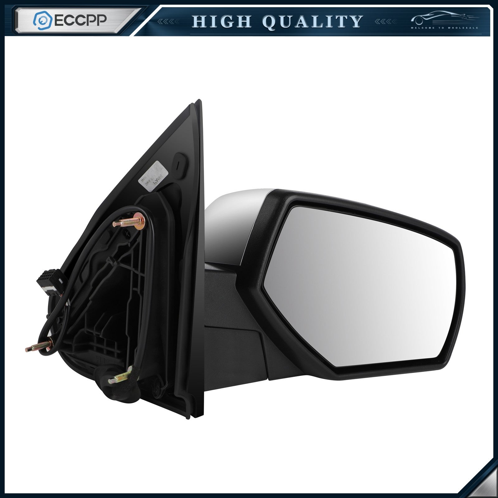 Chrome Passenger Power Mirror For 15-18 Chevy Sliverado Right Heated Manual Fold 6B93BC-57