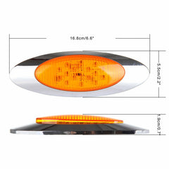 15x 6.5'' Oval Cab / Side Marker Clearance Light 16 LED Chrome Bezel& Side Light 6B93BC-57