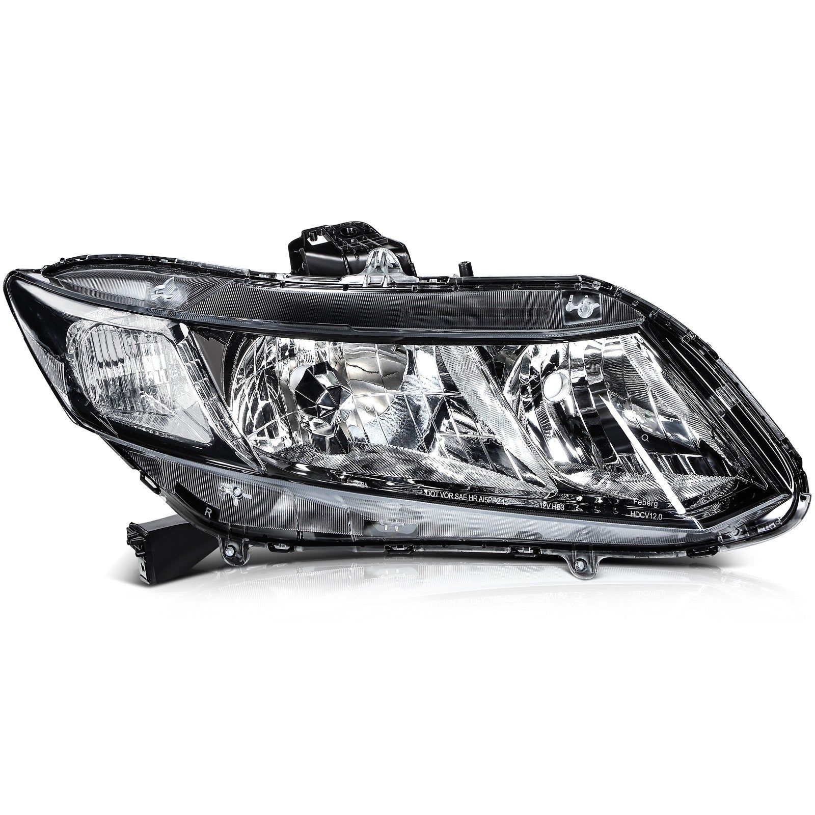 Pair Kit Headlights Assembly For 2012-2015 Honda Civic 1.5L 1.8L 2.4L Black 6B93BC-57