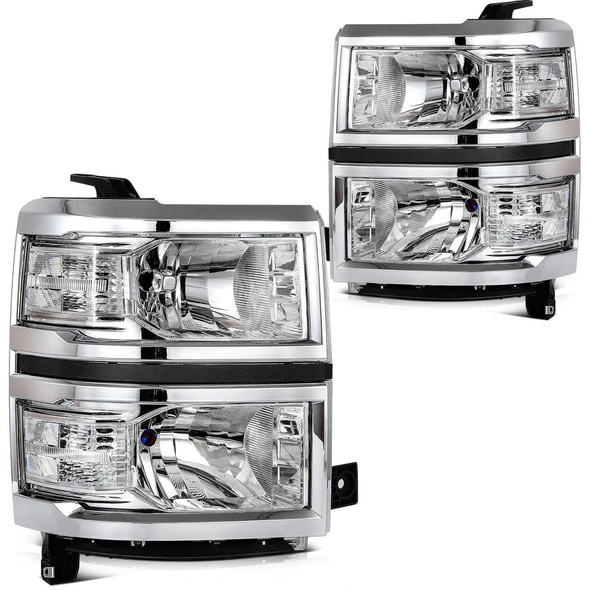 Pair Headlights Assembly For 2014-2015 Chevrolet Silverado 1500 4.3L 5.3L Chrome 6B93BC-57