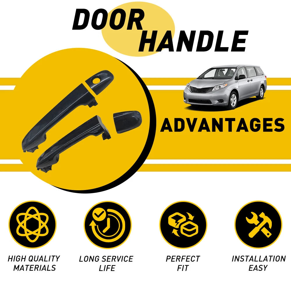 Door Handle Exterior Front LH RH Pair Set Black Fits for Toyota 2011-2016 Sienna 6B93BC-57