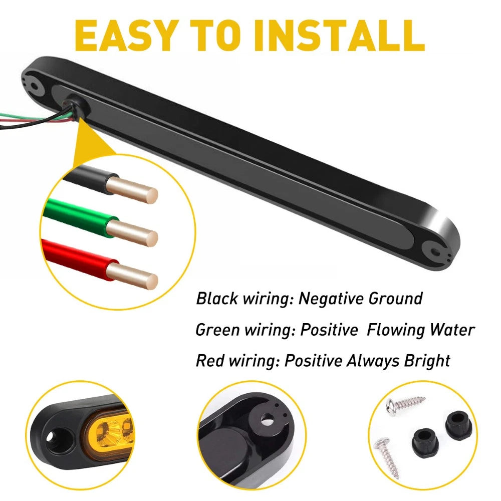 2X LED Amber Strip Truck Trailer Stop Tail Flowing Turn Signal Brake Light Bar 6B93BC-57