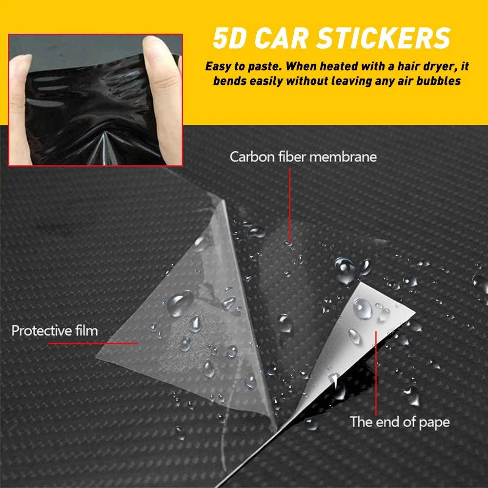 5D Premium HIGH GLOSS Carbon Fiber Vinyl Wrap Film Bubble Free Air Release USEA 6B93BC-57
