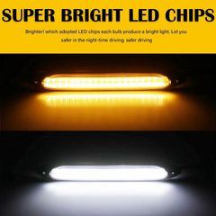 2x LED Switchback DRL Tube Light Strip Amber White Sequential Flow Turn Signal 6B93BC-57