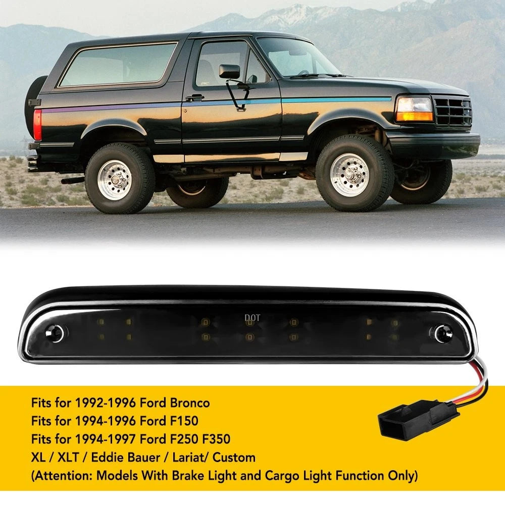 For 94-96 Ford F150 F250 BRONCO 3rd Third Brake Light Smoke LED Rear Cargo Lamp 6B93BC-57