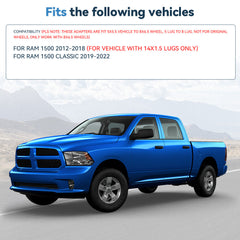 2 Pcs 2" 5x5.5 to 8x6.5 Wheel Adapters 14x1.5 For Ram 1500 5 Lug to 8 Lug Wheels