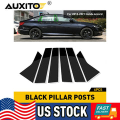 Black Pillar Posts for Honda Accord 2018-21 Set 6pc Door Trim Piano Cover Window 6B93BC-57