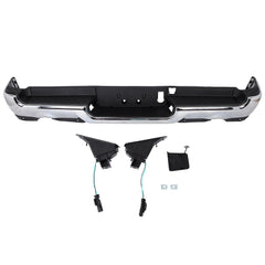 Chrome Steel Rear Bumper w/ Dual Exhaust & Park Sensors For 2019-2024 RAM 1500