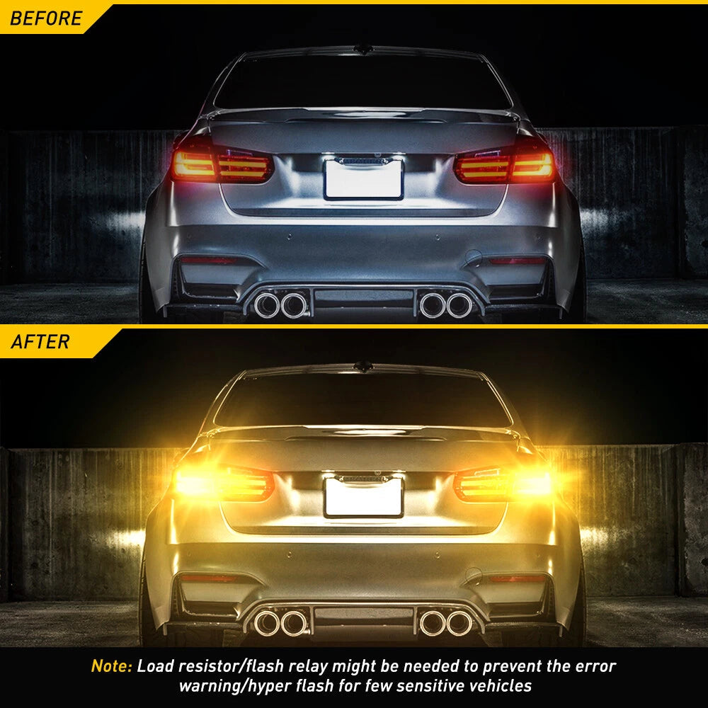 Amber 7443 7444 LED Front No Hyper Flash 7440 Turn Signal Blinker Light Bulbs US 6B93BC-57