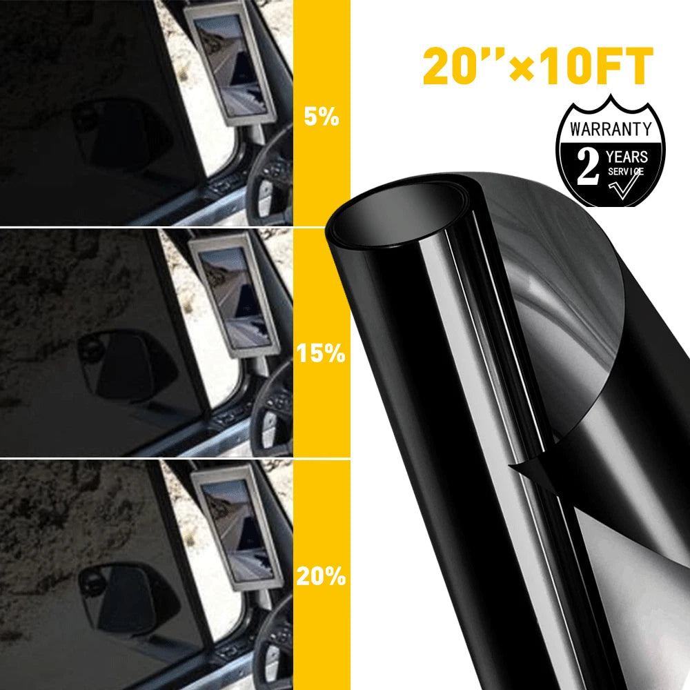 10' Uncut Roll Window Tint Film 5% 15% 20% VLT 20" x 10'ft Car Home Office Glass 6B93BC-57