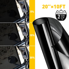 10' Uncut Roll Window Tint Film 5% 15% 20% VLT 20" x 10'ft Car Home Office Glass 6B93BC-57