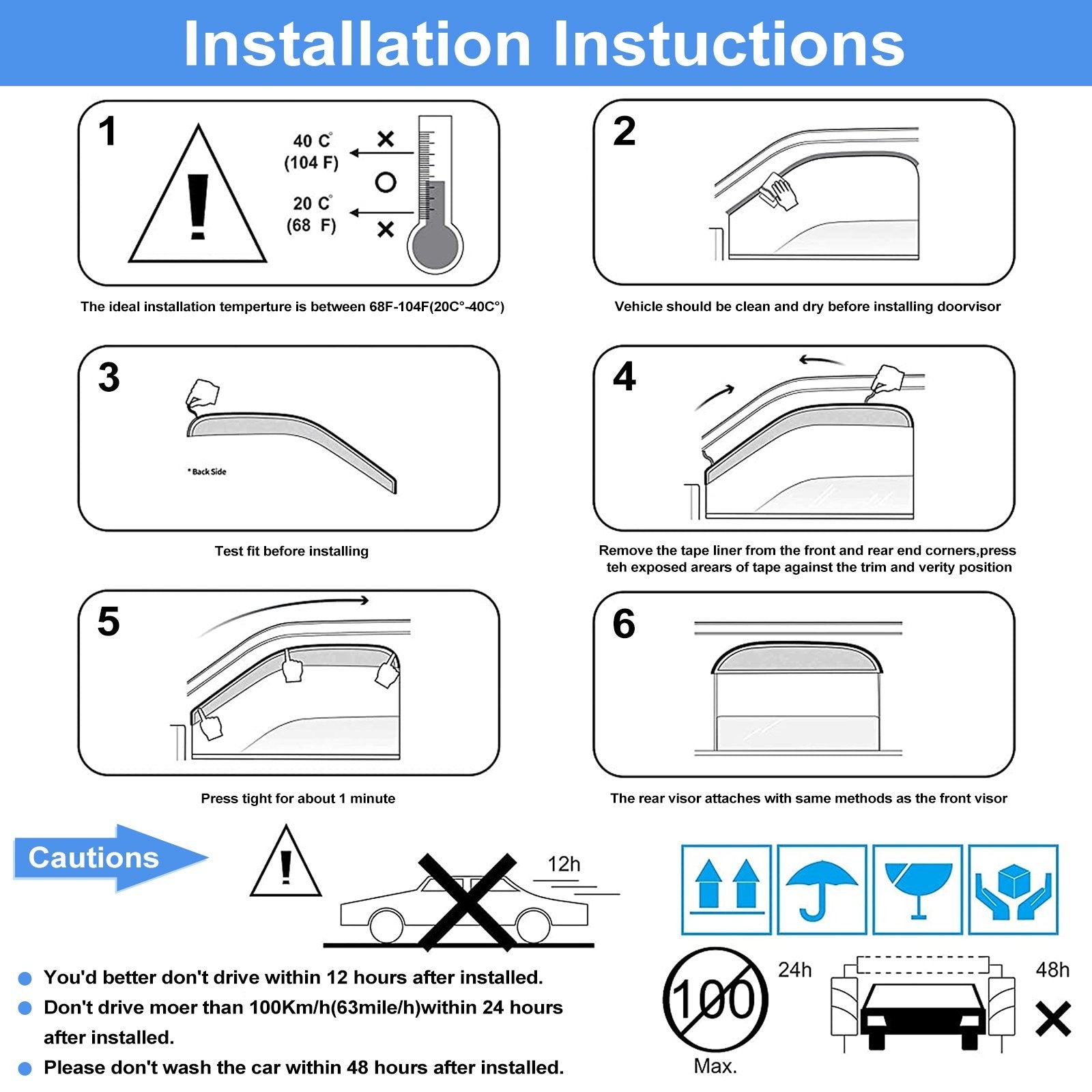 Window Visor Vent Rain Shades Deflectors For 99-16 Ford Super Duty Crew Cab 6B93BC-57