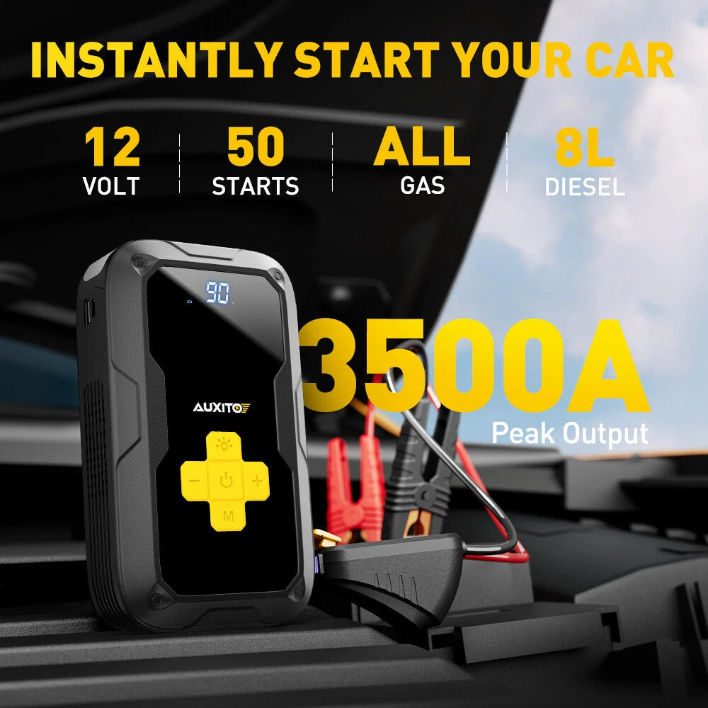 Car Jump Starter 3500A Booster Jumper Power Bank Battery Charger Tire Inflator A 6B93BC-57