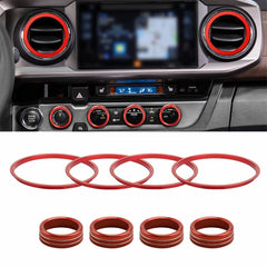 Red Air Condition AC Knob Cover Ring Trim for Toyota Tacoma 2016-22 Accessories 6B93BC-57