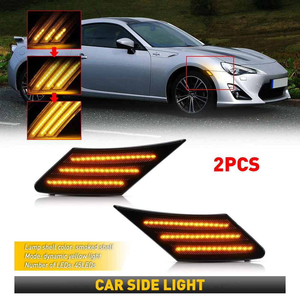 Smoked Lens Amber LED Front Fender Marker Lamp Side Fit 2013 - 2020 Subaru BRZ A 6B93BC-57