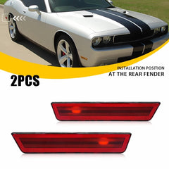 For 2008-2014 Dodge Challenger Red Lens Rear Bumper Side Marker Light Housings A 6B93BC-57