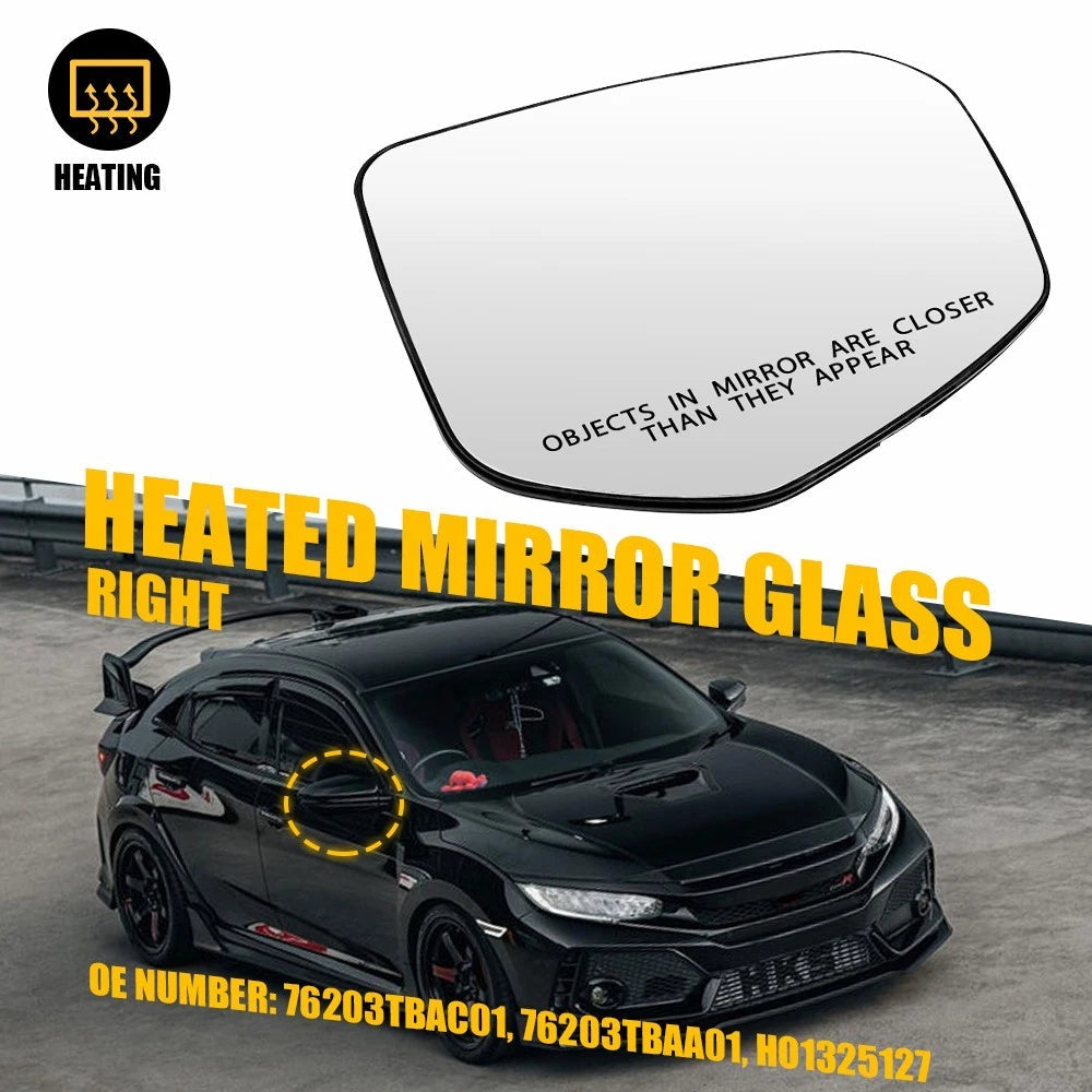 Mirror Glass Power Passenger Side Replacement For 2016 2017 18-2021 Honda Civic 6B93BC-57