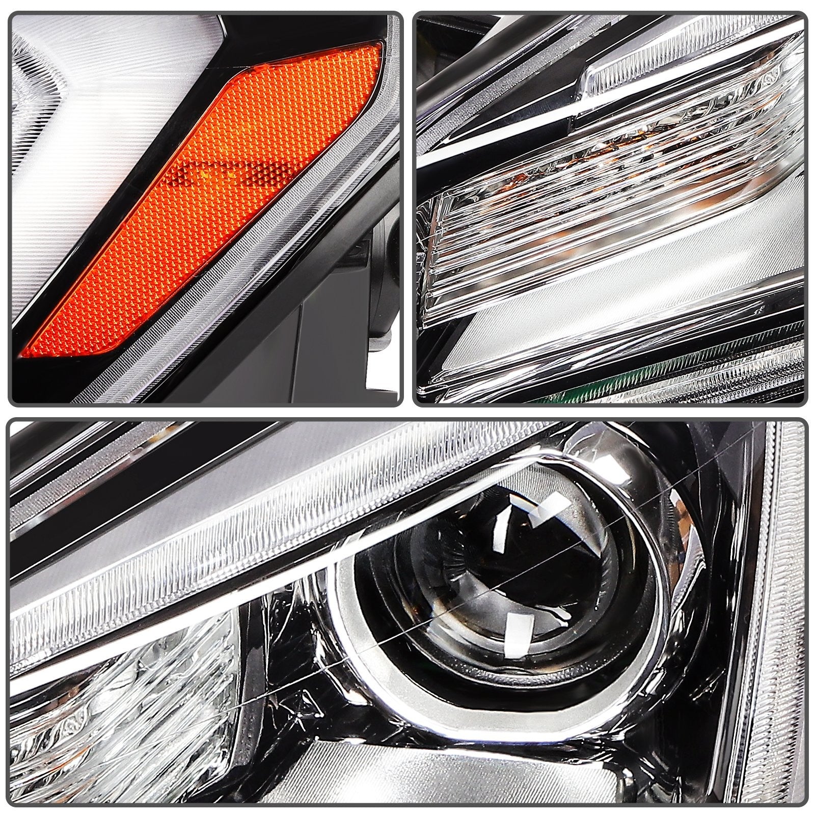 Pair Kit LED Headlights Assembly For 2013-2017 GMC Acadia 3.6L Black Amber 6B93BC-57