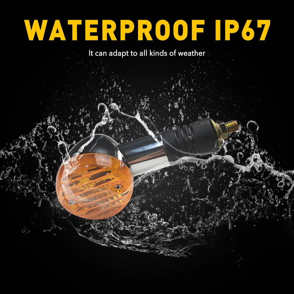 2pcs Chrome Motorcycle Bullet Signals Turn Blinker Light Indicator Lamps Amber 6B93BC-57