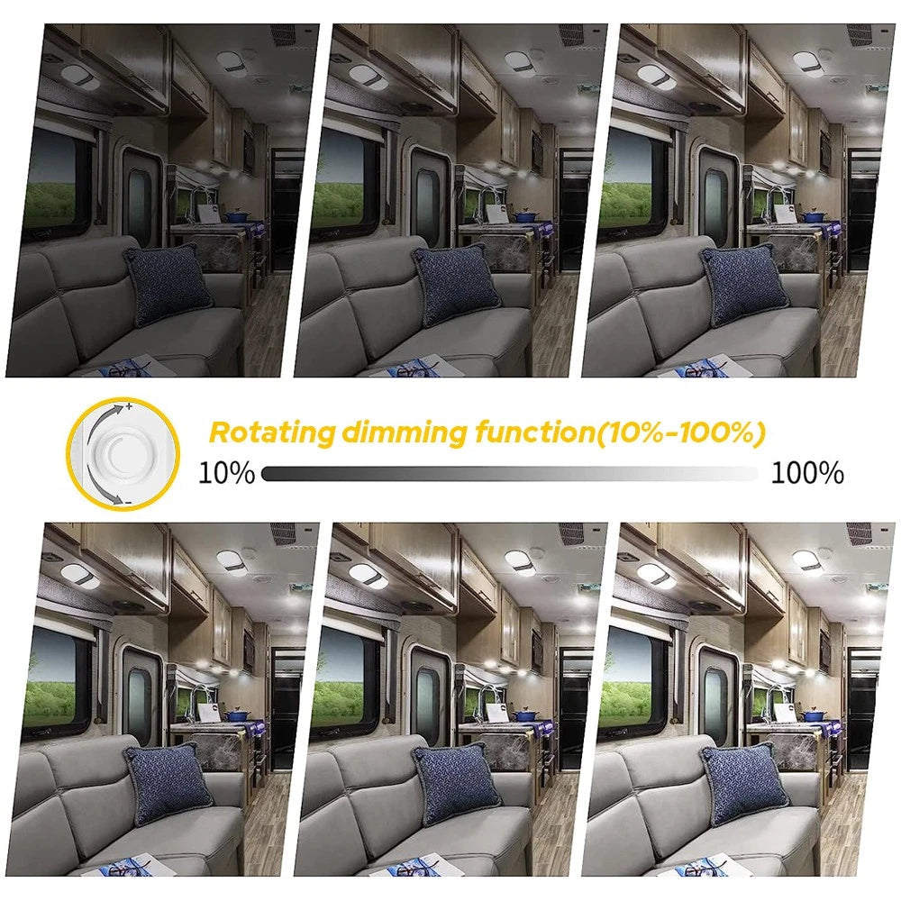 3 Camper Color Dimmable 12-24V RV Ceiling Double Dome Light Camper Trailer Boat 6B93BC-57