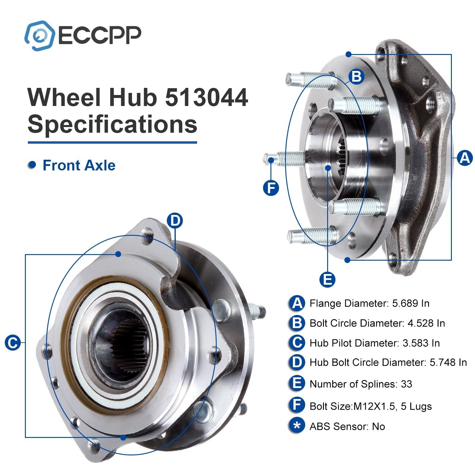 2P Wheel Hub Bearings Front FWD For Chevy Lumina 1990-2001 Buick Regal 1988-1996 6B93BC-57