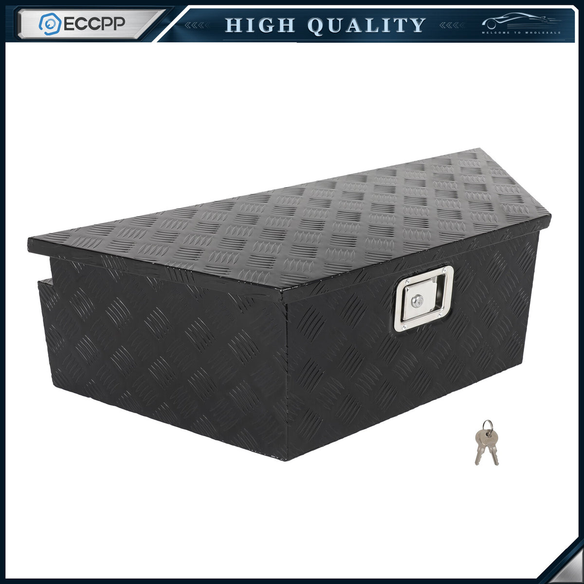 39"X16.5"X12" Aluminum Trailer Storage Tongue Tool Box Pickup Truck Bed Black