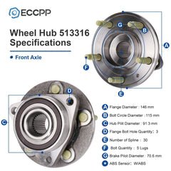 1Pc Wheel Hub Bearing Front For Buick Verano Cadillac ATS Chevrolet Cruze Volt 6B93BC-57